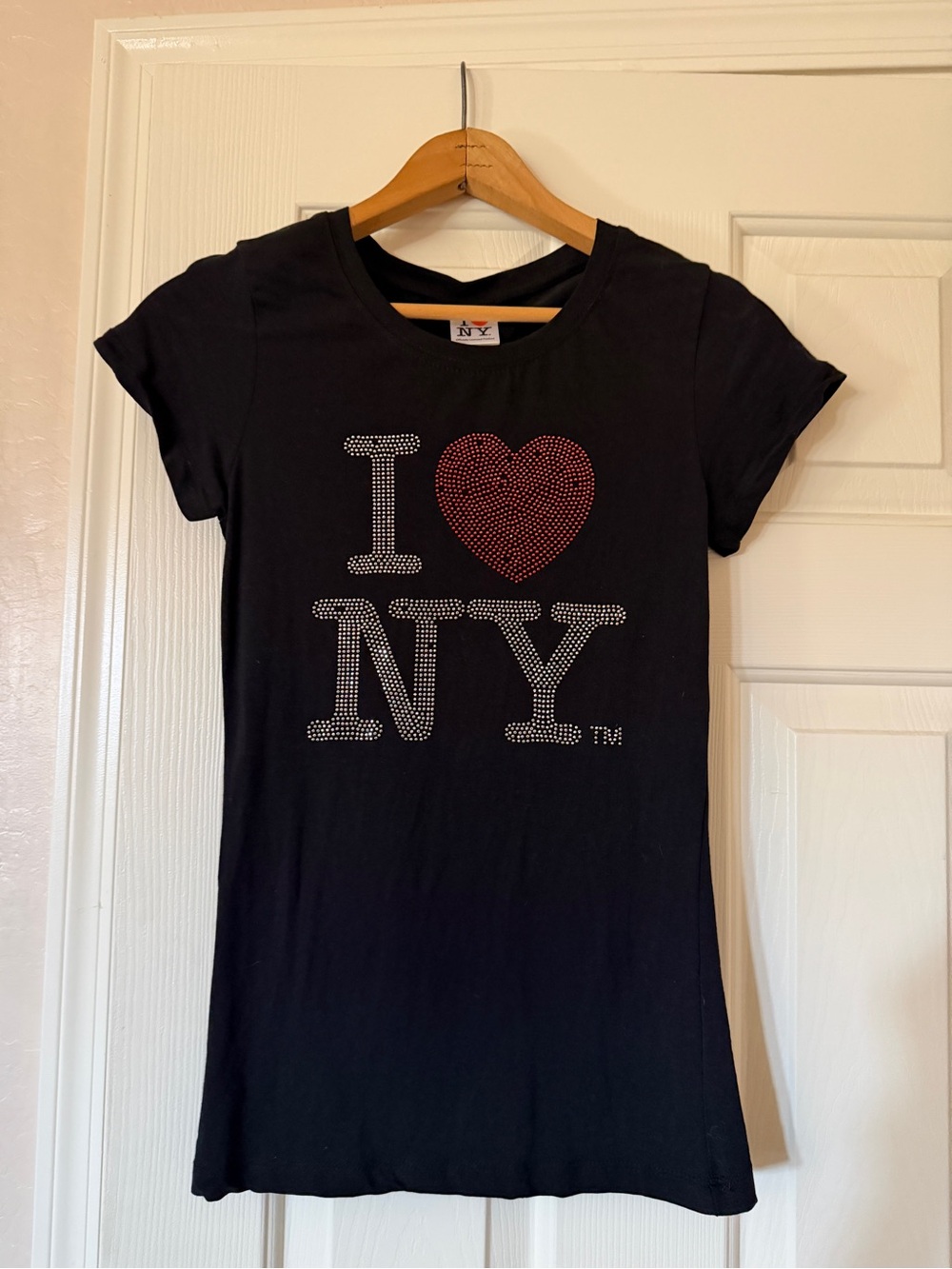 Women's Black Short Sleeve I Love NY T-Shirt Size M